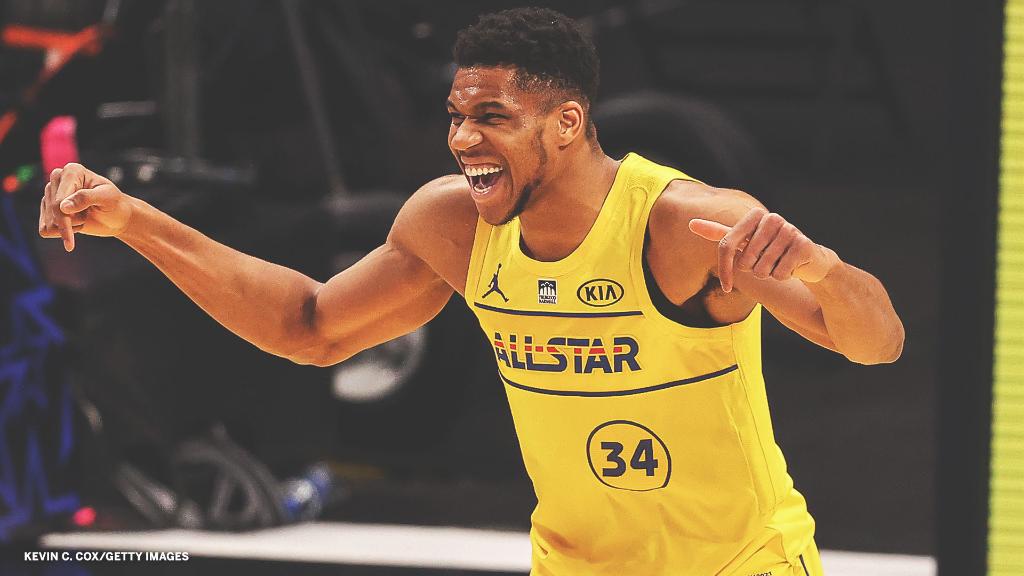 Giannis is the first player in #NBAAllStar Game history to shoot 100% (min 10 attempts) 😤

35 Pts, 16-16 FG (via <a href="/EliasSports/">Elias Sports Bureau</a>)