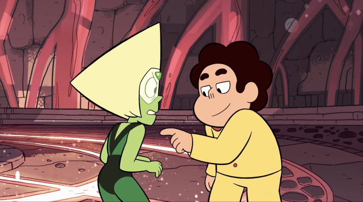 PeridotQuoted's tweet photo. Steven: “What’s that on your shirt?!”
Peridot: “What's a shirt?”
Steven: *Flicks Peridot’s nose*
-
• from - “Catch and Release”
-
#stevenuniverse #stevenuniversequoted https://t.co/dhhQtEonvD
