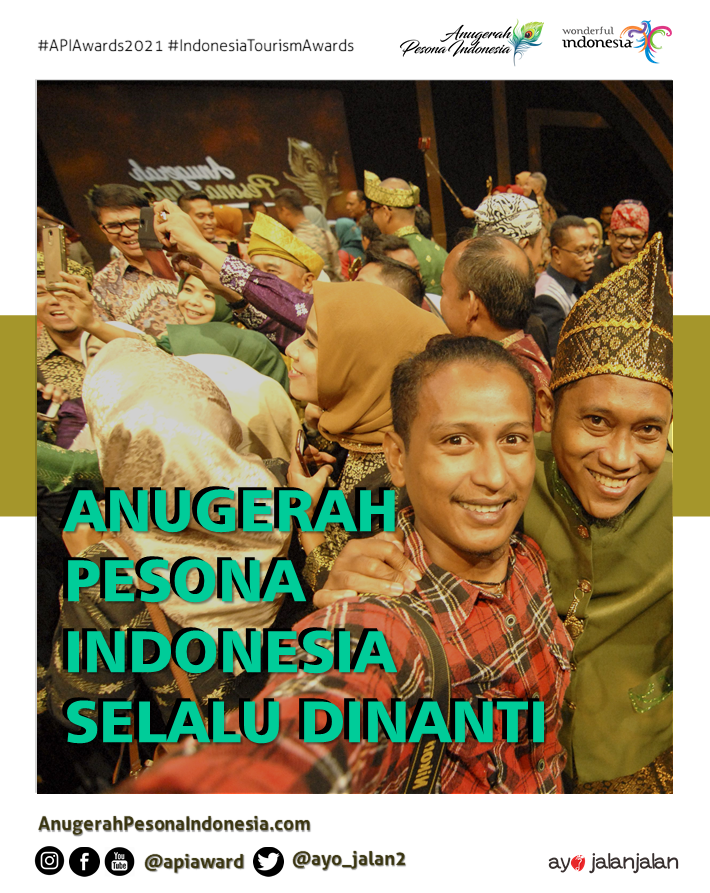 ANUGERAH PESONA INDONESIA (API) KIAN DINANTI

Penyelenggaraan API ke-2 &amp; ke-3 memasuki babak baru, tampil lebih fresh dengan brand dan piala penghargaan berbentuk bulu merak berlapis emas.
#APIawards2021 #IndonesiaTourismAwards