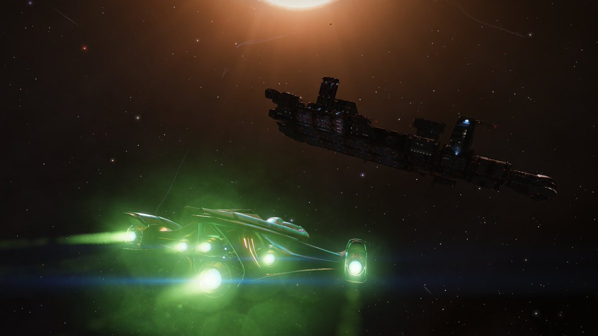 CMDRK10's tweet photo. A call goes out to recover one of our own deep in the Black. XO of the Citadel Squadron preps #Sassanid for departure while Wingwoman and I run fuel. Perhaps the SQDN will spend some time out there, we could use a change of scenery.

#Letsjumptogether
#Carrierhasarrived https://t.co/NtUbUm33vw
