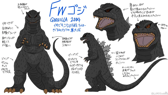 FWゴジのデフォルメイラスト練習Redesign version#ゴジラ #Godzilla 