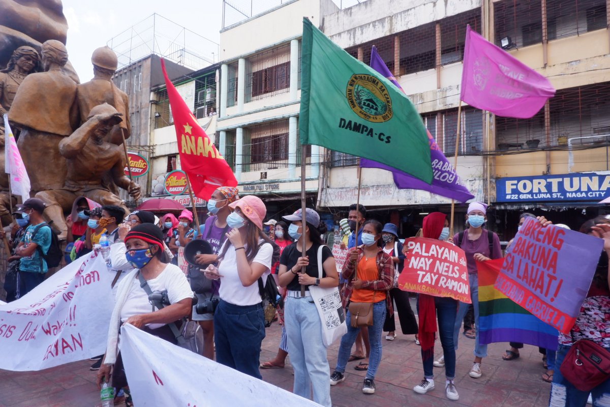 BREAKING | As the Gabriela Women's Party spox leads the protest on Int'l Working Women's Day, an unidentified man threw at and showered the protesters with a bucket of urine.

#OustDuterte 
#IWD2021 
#BraveBicolanaGabriela
#BantayBanwa
#AbanteBabae