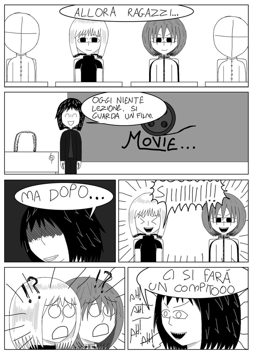 psichoroad's tweet photo. Quando a scuola...ti fanno vedere un film
Questo fumetto si legge in stile manga da destra verso sinistra
Guest star: Ulim, Mìsara
#lunedì #monday #Ulim #Mìsara #Comic #Fumetto #mondaycomic #winter #inverno #8Marzo #marzo2021 #Marzo #march8 #scuola #school #its #trappola #film https://t.co/lThbvbuOY5