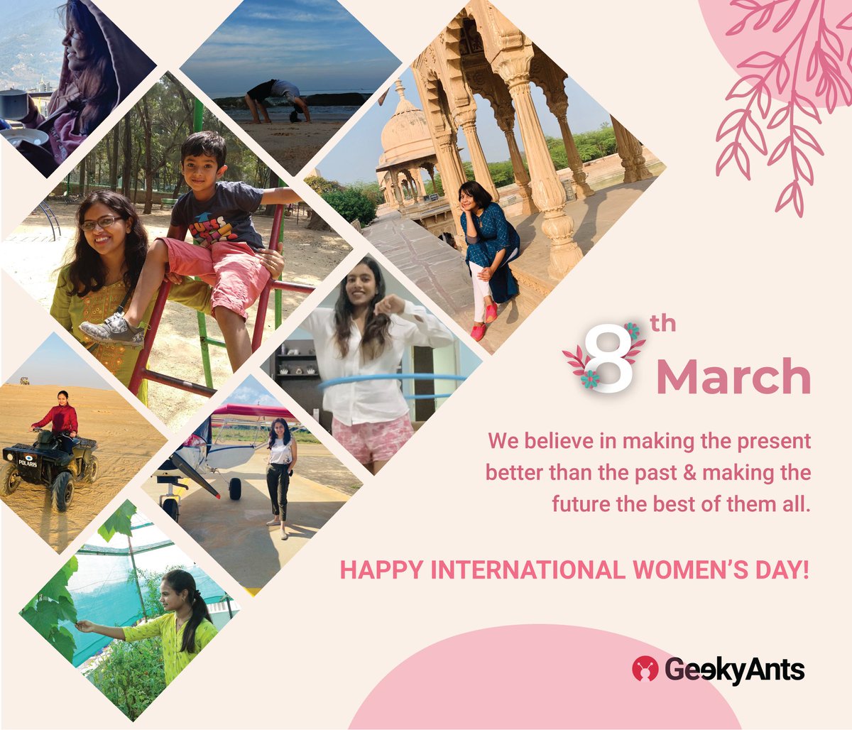 Happy Women's Day! 🥳

We're very grateful for all the amazing women in the GeekyAnts family and the awesome work they do. 

Keep at it 🙌🏻

#HappyWomensDay2021