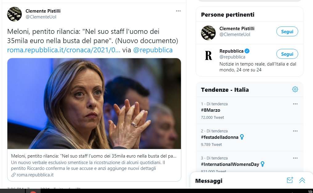 elly19595082's tweet photo. @Gianmar26145917 Oggi continua questo #miserabile di #Pistilli. Ecco salvato, con data da ricordare 8 Marzo Giornata della Donna. #Repubblica #ignobili #ominicchi. https://t.co/18lFvse57d