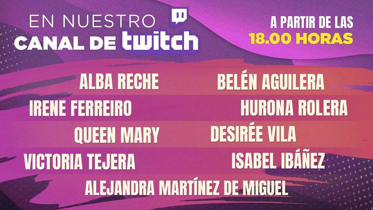 a las 18.00h estamos en nuestro canal de twitch charlando con nueve mujeres que nos inspiran día a día #8M2021 #DiaInternacionalDeLaMujer 

twitch.tv/playzoficial

<a href="/_albxreche/">no soy alba</a> <a href="/MaryRuiz_es/">Queen Mary 🎤✨</a>
<a href="/alemardemi/">Alejandra Martínez de Miguel</a> #IreneFerreiro 
<a href="/DovahkiinFerret/">👾Hurona Rolera👾</a> <a href="/star_uc3m/">STAR</a>
<a href="/Belen__Aguilera/">Belén Aguilera</a> <a href="/desivila98/">Chimpers</a>