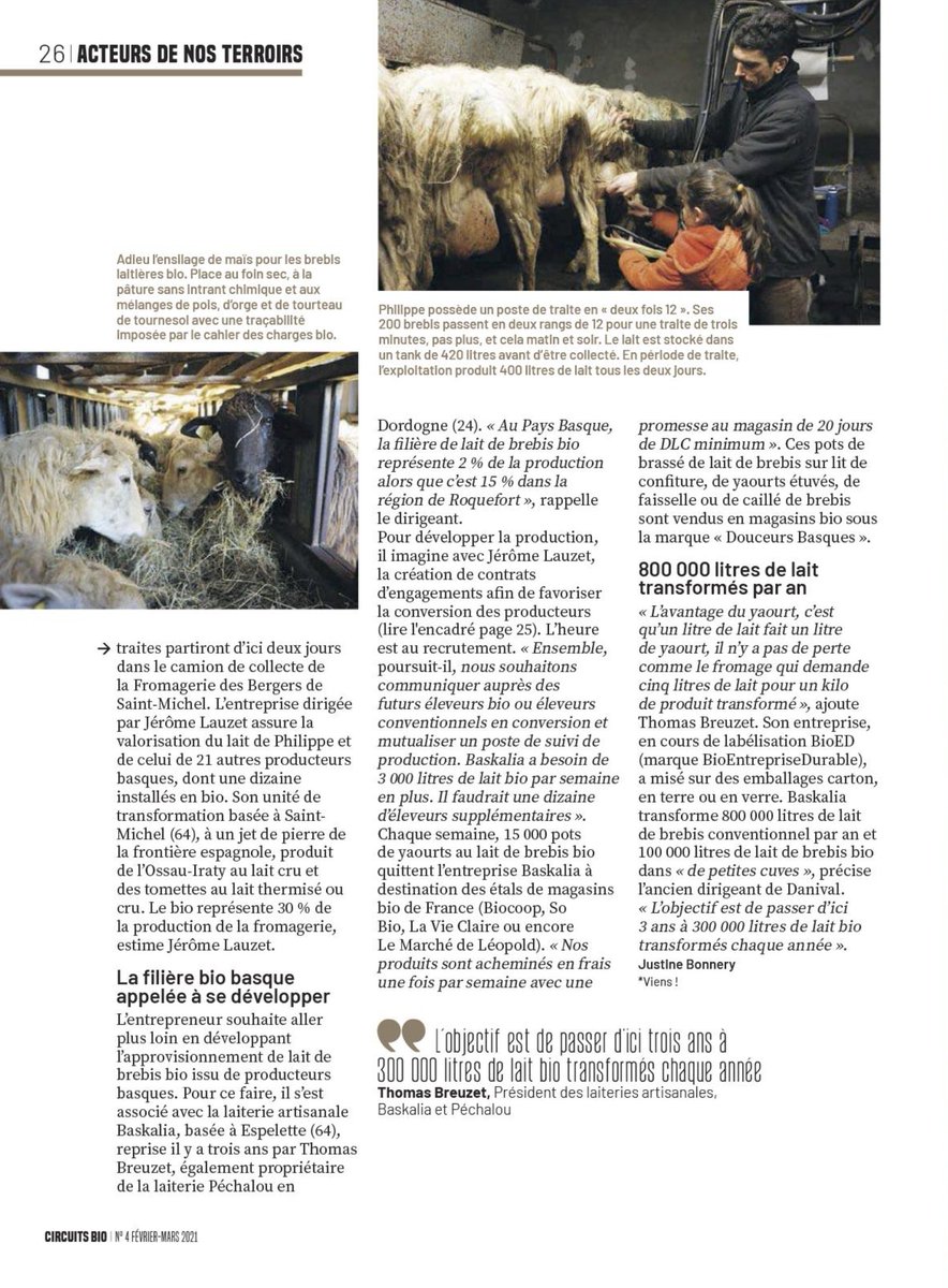 JustinBonnery's tweet photo. Reportage au Pays Basque sur le #lait de #brebis #bio pour le #magazine @CircuitsBio !
#PaysBasque #baskalia #laitdebrebis #circuitsbio #le64
πhttps://t.co/wAVHZz2CmB #manech https://t.co/JQRk9rGyDn