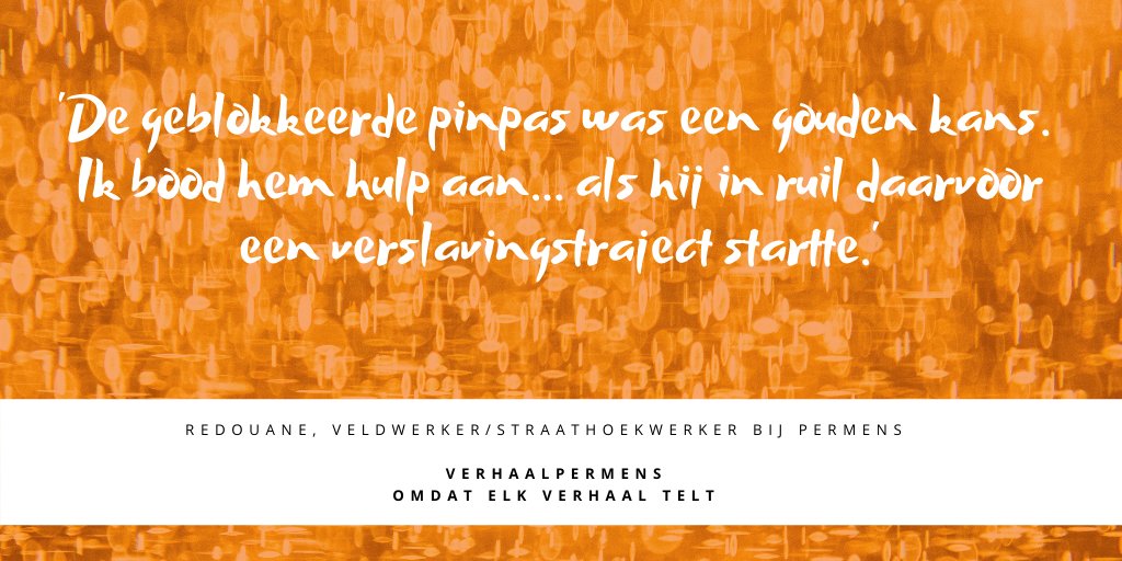 verhaalpermens's tweet photo. Een geblokkeerde pinpas bleek de gouden kans voor een verslaafde man. Lees hier het hoopgevende interview met Redouane, #straathoekwerker bij #perMens: https://t.co/kgdj7vYeuq #VeldwerkAmsterdam #verslaving #dakloosheid #verhaalperMens https://t.co/qsmpgyq409
