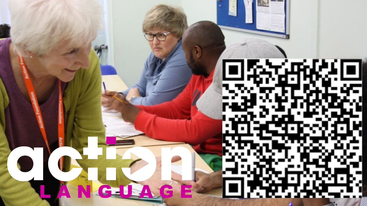 Are you a refugee, asylum seeker or other migrant needing help speaking English? Anyone interested in joining our FREE #ESOL classes can visit our website actionfoundation.org.uk/projects/actio…, scan the QR code below, or simply text/WhatsApp ENGLISH to 07518 460 198 to receive a call back.