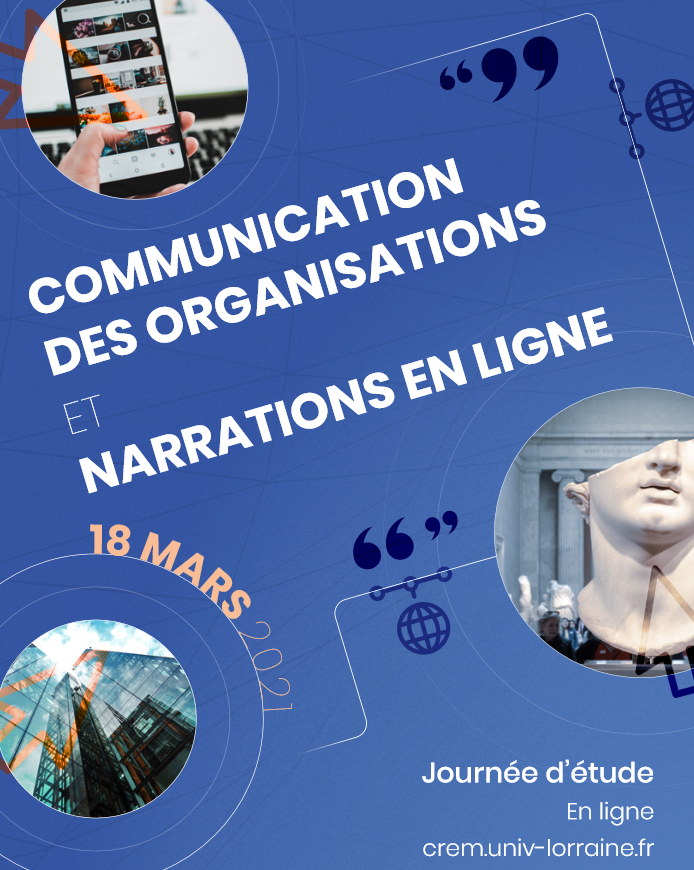 Simon_dynamots's tweet photo. « Communication des organisations et narrations en ligne » - Journée d'étude (distanciel), 18 mars 2021, Metz, CREM, UL
@Crem_UL 
https://t.co/KcKL4I3pmr
Pour obtenir le lien de connexion, contacter crem-contact@univ-lorraine.fr https://t.co/ntLJy21w9c