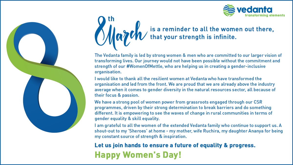 NavinAgarwal_V's tweet photo. This message is a tribute to all the #WomenOfMettle who #ChooseToChallenge the odds and shatter the barriers that hold them back. Your infinite strength is matched only by your sheer determination to ensure an #equal world. Wishing everyone a Happy #InternationalWomensDay! https://t.co/FfKq7pCtxw