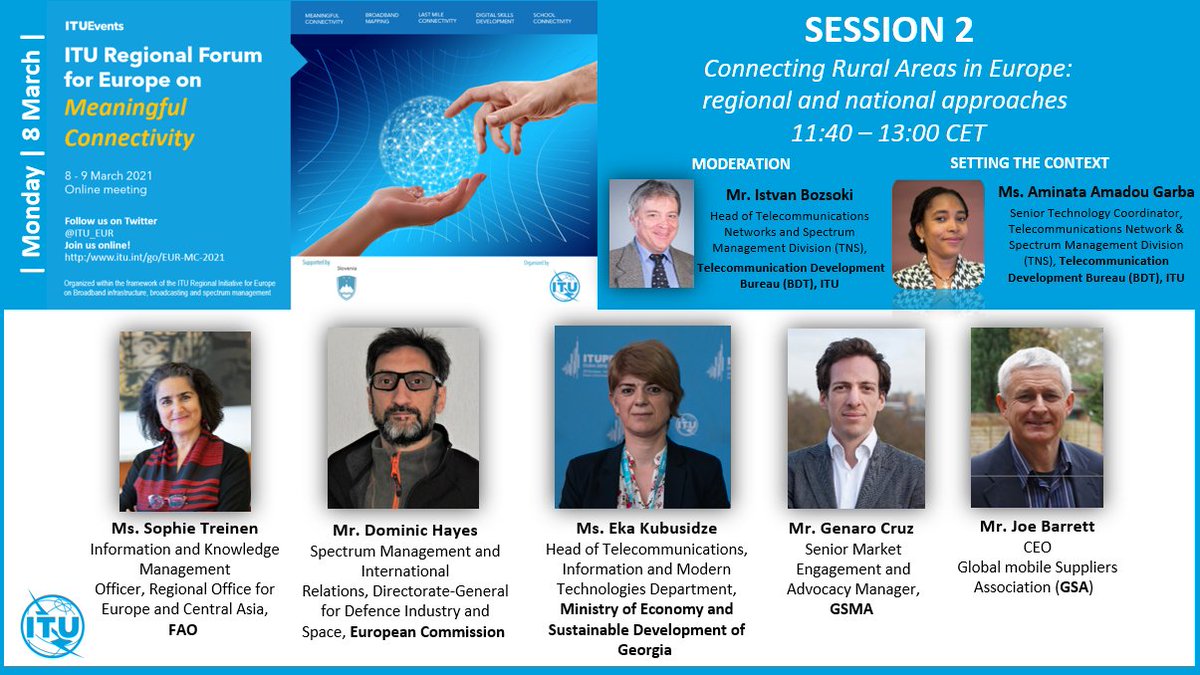 ITUEurope's tweet photo. #HappeningNow: We are just about to start the session on connecting #ruralareas in #Europe 

Series of distinguished speakers from @FAO @EU_Commission @DSMeu @Economygovge @GSMAEurope @GSMAPolicy @gsacom

JOIN => https://t.co/YpLbQPtk8D https://t.co/FExS0CAhiy
