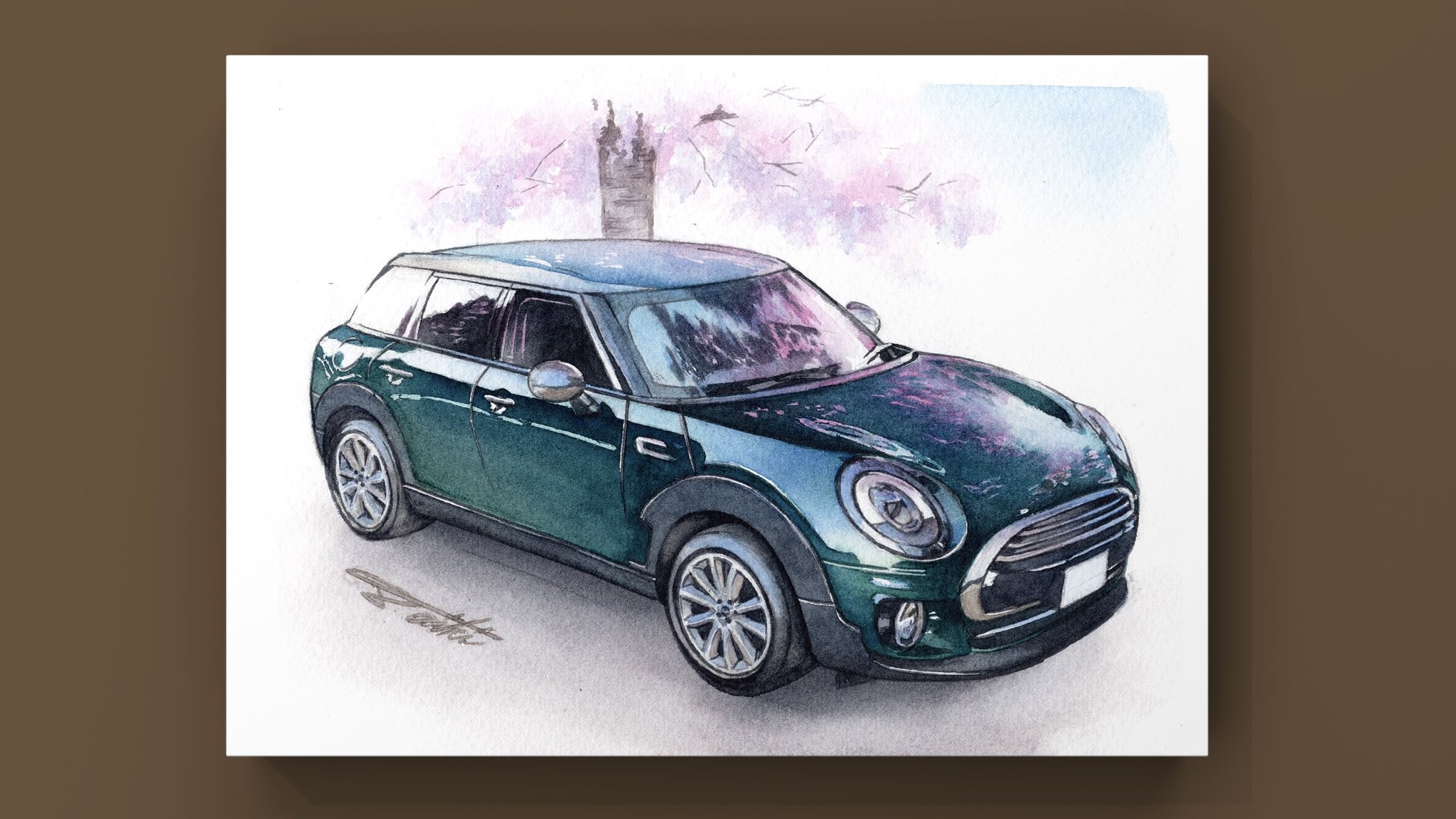 コサカダイキ イラストレーター オーダー頂き納車プレゼントとしてミニクーパーdクラブマンの車イラストを描かせて頂きました 納車前とのことで実物のお写真がなく 他の画像を参考にカラーリングや形を変更して制作しました 背景も指定して頂き桜にし コサカダイキ イラストレーター オーダー頂き納車プレゼントとしてミニクーパーdクラブマンの車イラストを描かせて頂きました 納車前とのことで実物のお写真がなく 他の画像を参考にカラーリングや形を変更して制作しました 背景も指定して頂き桜にし