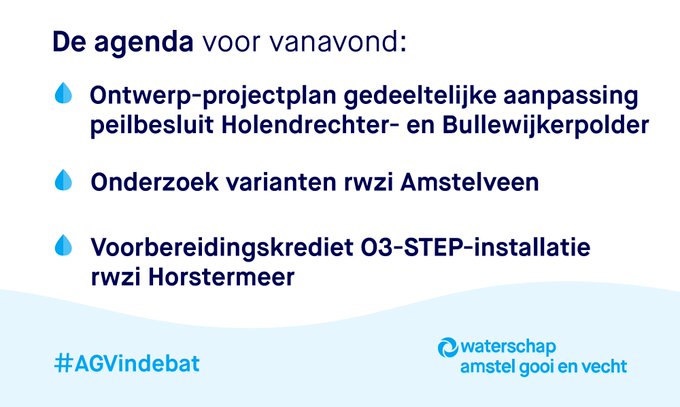 Kijk vanavond om 20:00 uur weer online mee naar de digitale vergadering van @waterschapsagv  |  #AGVindebat  

📽️👉 https://t.co/LEeQONZMFy

💧💊 Onder andere over onze O-3 STEP filter. Wat dit is en waar we het voor gebruiken? 👉 https://t.co/uAZrZq8qK8