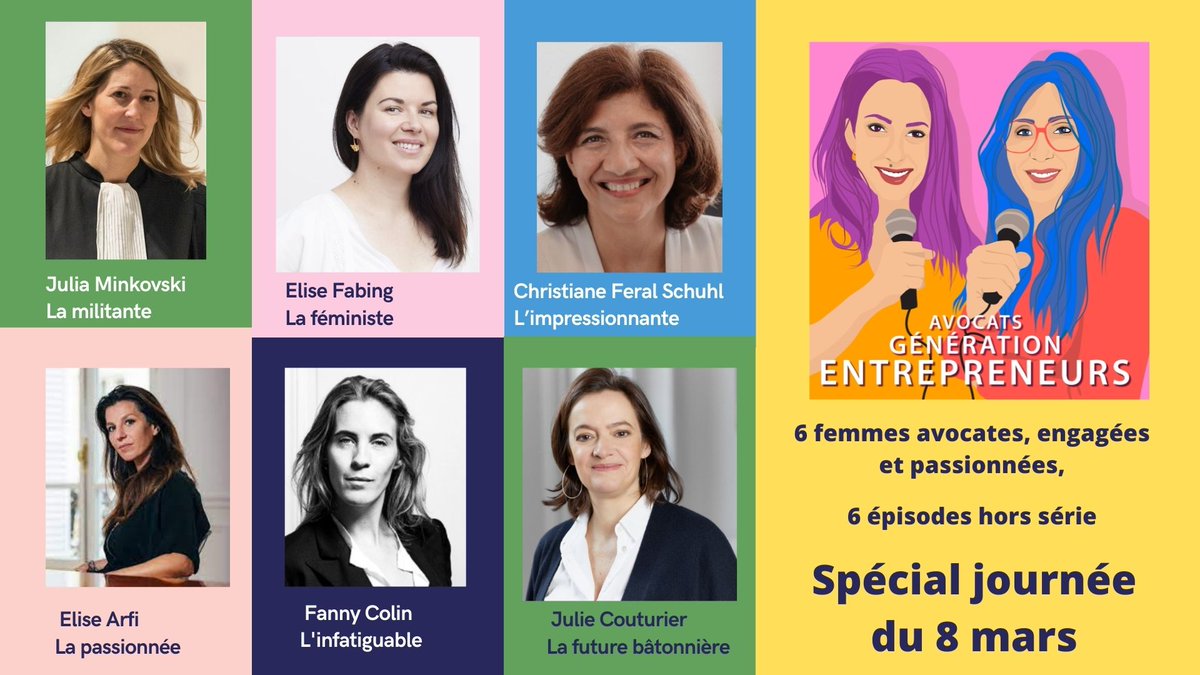 VBDevoue's tweet image. Merci à toutes d'avoir accepté de livrer au micro du Podcast Avocats Genération Entrepreneurs, leur vision du féminisme @FannyColin_av @EliseArfi @chahugon @EliseFabing @JulieCouturier_ @feral_schuhl @juliaminkowski @Tontonversini 
#JourneeDesDroitsDesFemmes
