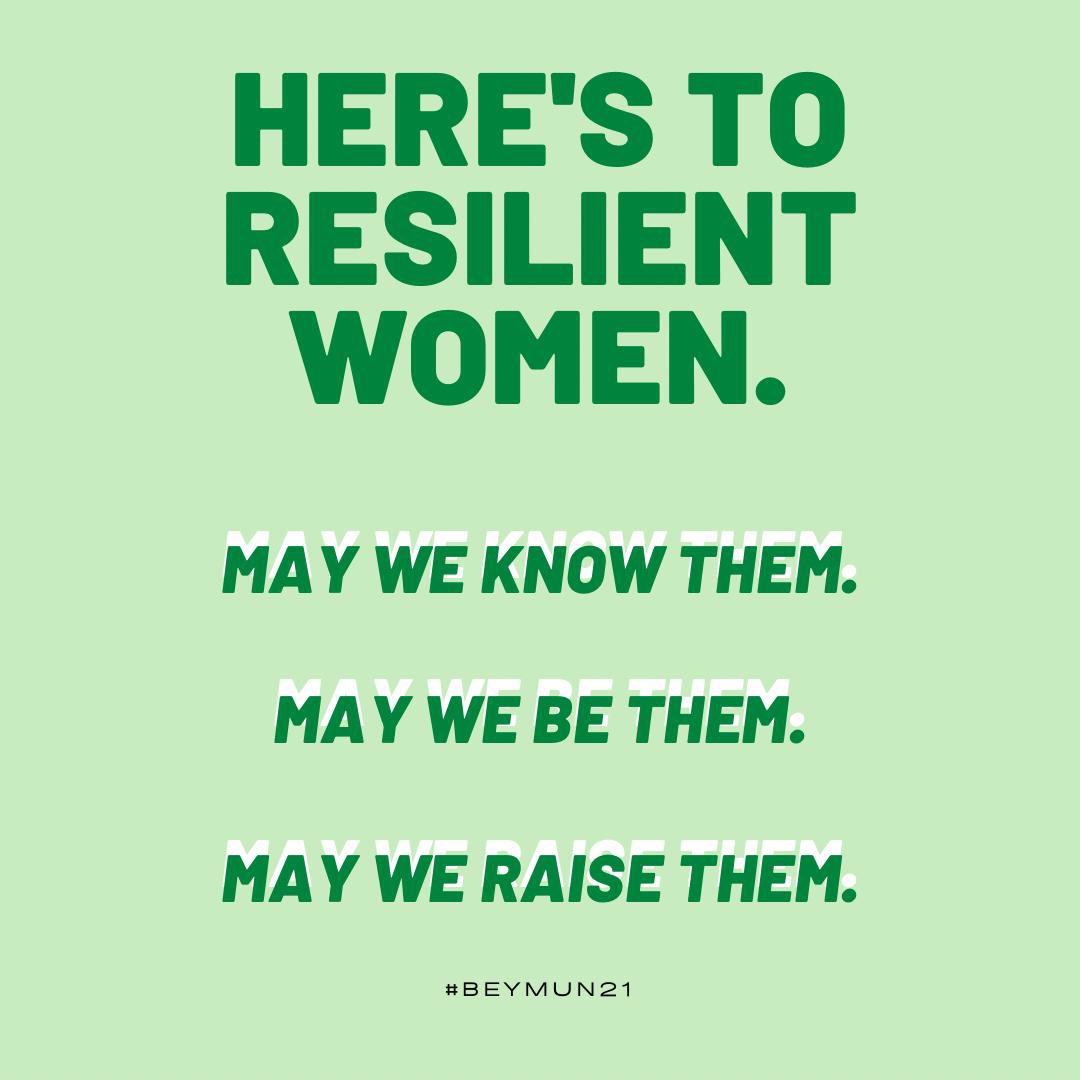 beymun2021's tweet photo. Celebrating women always, but especially today! To all women out there, the BEYMUN family appreciates you 🤍💚 #IWD2021 https://t.co/hwQMyLSJCo