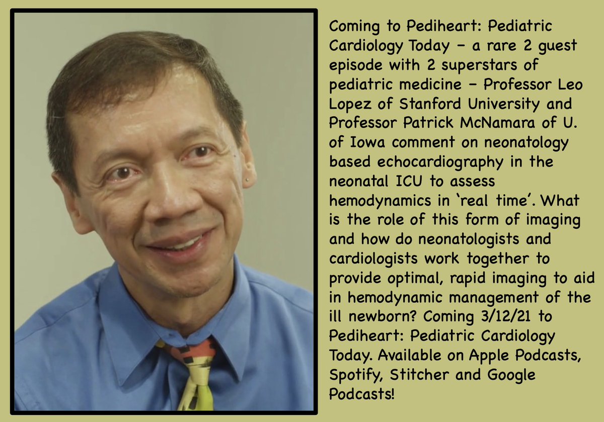 Coming 3/12/21 to the podcast! <a href="/MountSinaiCHC/">Mount Sinai Children’s Heart Center</a> <a href="/MountSinaiNYC/">Mount Sinai Health System</a> <a href="/MountSinaiPeds/">Mount Sinai Kravis Children's Hospital</a> <a href="/Stanford/">Stanford University</a> #cardioed #cardiotwitter <a href="/CHD_education/">Pediatric/congenital cardiology education</a> #neonatal #echofirst #Echo