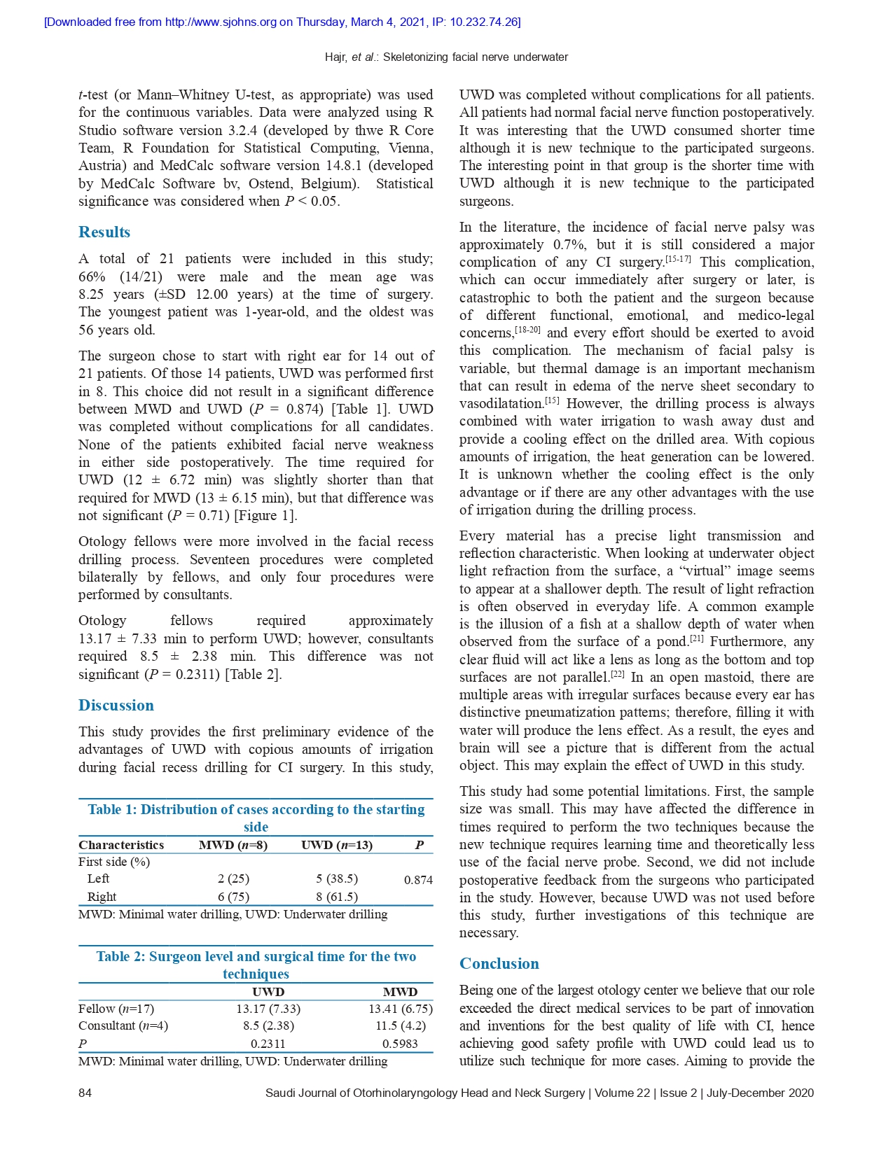 Saudi Journal For Orl Hns On Twitter July December 2020 Vol 22 Issue 2 Original Article Skeletonizing The Facial Nerve Underwater A Pilot Study For Full Article Https T Co Veitorudwj Https T Co Fhwp8xy0dy