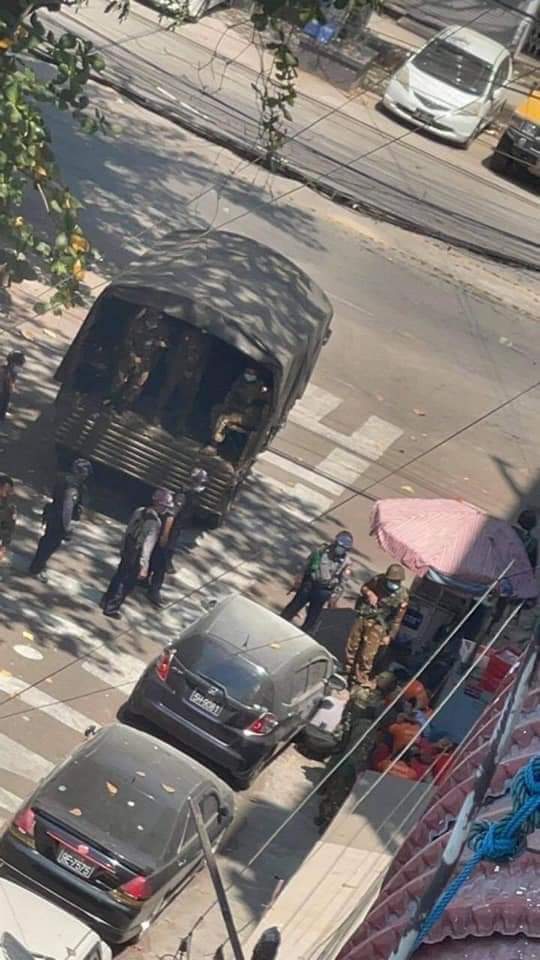 Yay Kyaw , Yangon , 8th March.
So many young innocent citizens are brutally arrested by the terrorist group SAC.
They're not even adults.
Over 16 people got arrested just in Yay Kyaw Township.
STOP SIEGE 
#WhatsHappeningInMyanmar 
#Mar8Coup