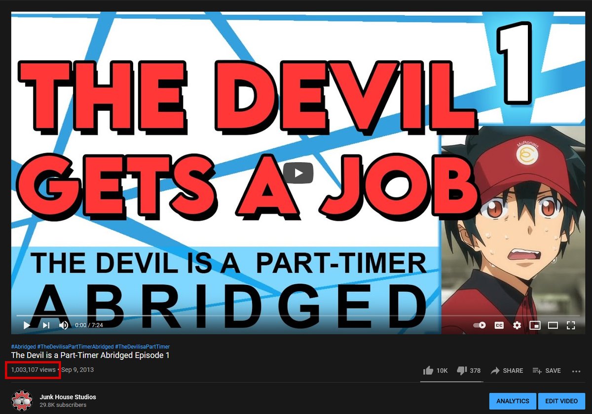 JunkHouseStudio's tweet photo. Oh heck! Season 2 of The Devil is a Part-Timer anime was just announced, and episode 1 of The Devil is a Part-Timer Abridged has recently reached 1 MILLION views on Youtube!  

HOLY SATAN! Thanks so much to everyone who's watched and enjoyed the series! https://t.co/k4P7NtyFd6