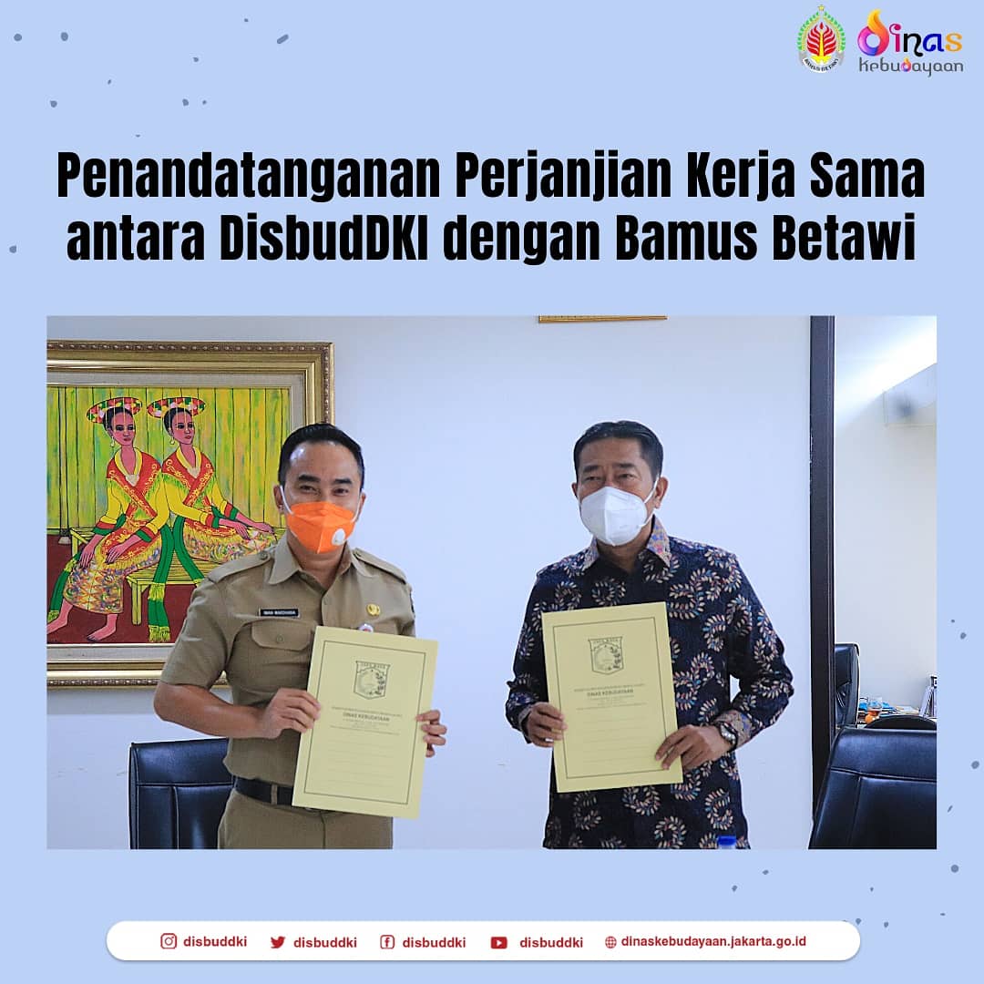 disbuddki's tweet photo. Kepala Dinas Kebudayaan Provinsi DKI Jakarta, Iwan Henry Wardhana melakukan penandatanganan Perjanjian Kerja Sama (PKS) dengan Badan Musyawarah Masyarakat Betawi (Bamus Betawi).
Selengkapnya disini https://t.co/qZgmoum5tq

#bamusbetawi 
#DisbudDKI https://t.co/GsQJLSpHt1
