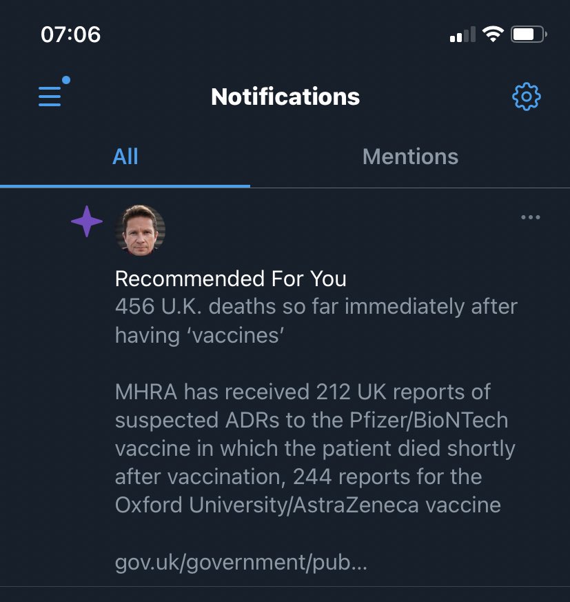 Why did <a href="/Twitter/">Twitter</a> recommend this antivaxxer tweet to me? Was it something I said or did? I’ll never know, I’ll always wonder if it was my fault... (bc the algorithms aren’t transparent)😔💔
#misinformation #ANTIVAXXERS #disinformation #FakeNews #COVID19