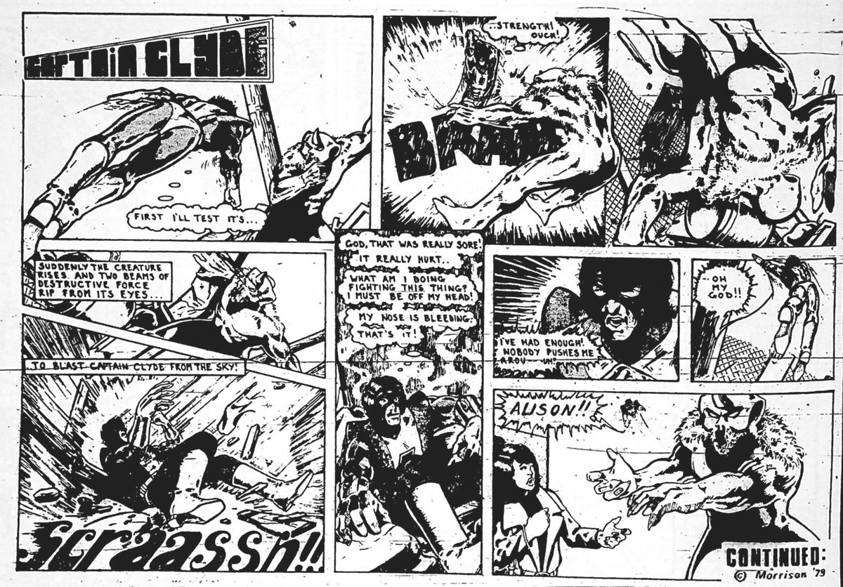 Still waiting for my Zenith books to arrive, but I’ve found a dump of Morrison’s Captain Clyde strips that feel worth a look. Early on it’s clear he had a real desire to do superheroes for a new perspective. What would a Scottish superhero look like. The dialects here are lovely.