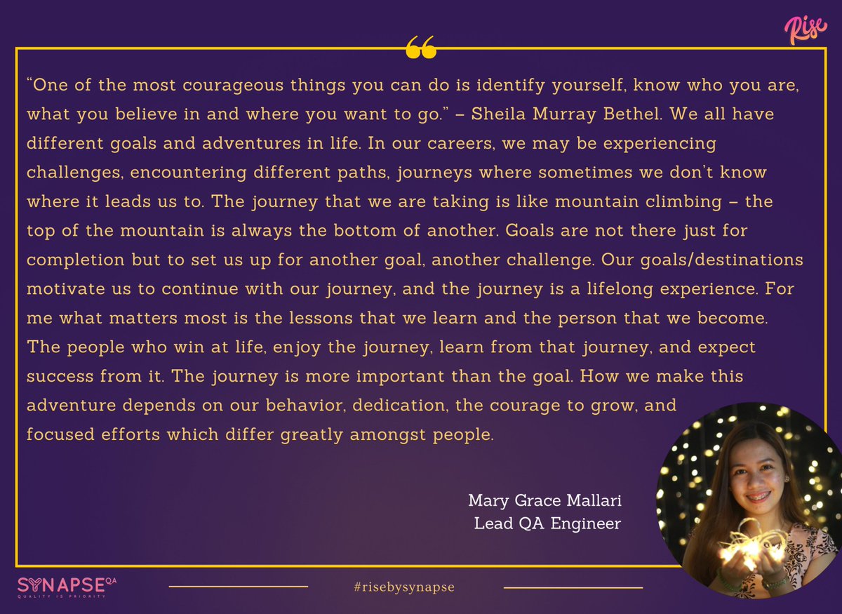 synapse_qa's tweet photo. Many thanks to these inspiring leaders for sharing their stories and messages β€οΈ
Join us to celebrate Malathy Madhavan, Mary Grace Mallari, Nicola L Martin, @samuraibungirl π
#synapseqa #risebysynapse #inspireforbetter #community #iwd2021 #equalforequal #firstmoves https://t.co/eKA3kuNH1C