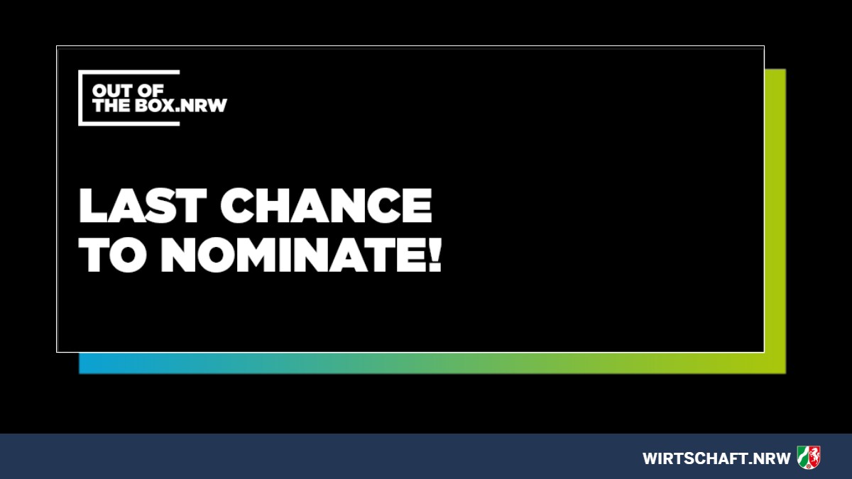 Nur noch heute! Schnell Lieblings-#Startup🚀für den mit 50.000 Euro dotieren OUT OF THE BOX.NRW-Award🏆nominieren.▶ ootb.nrw #DigitalDurchstarten