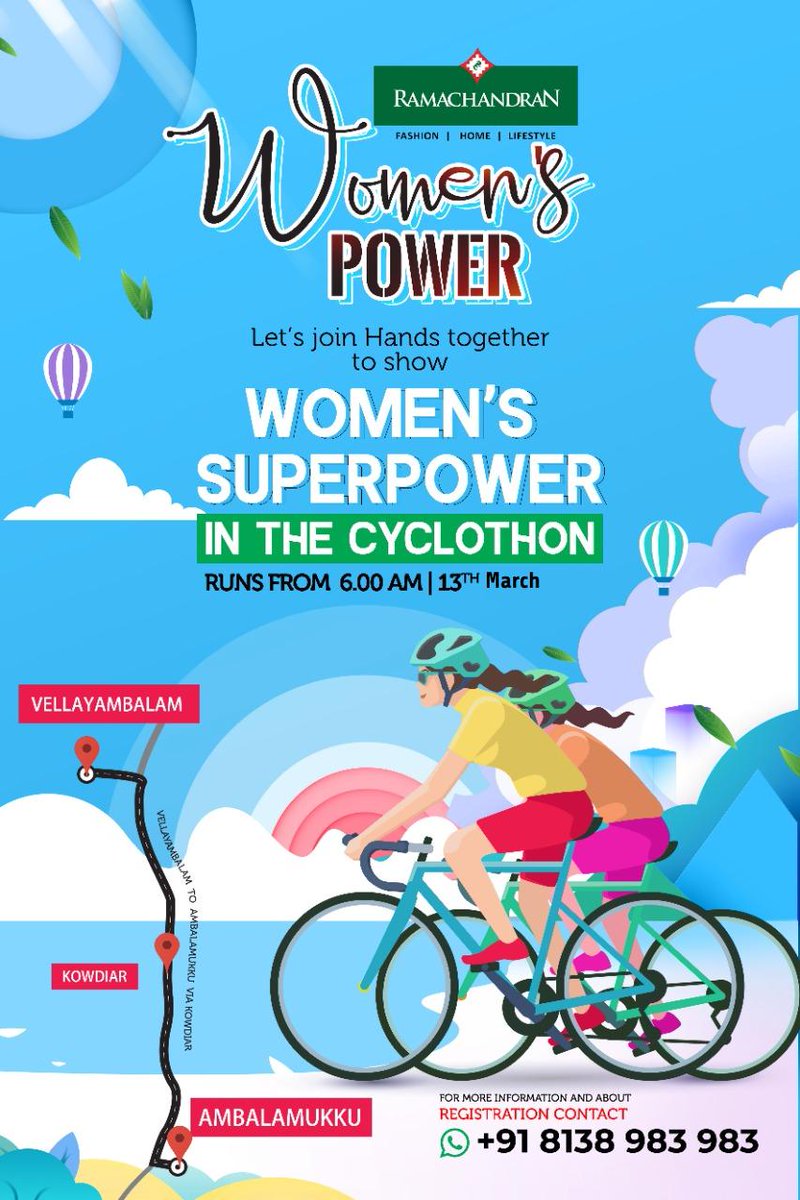 ramachandrantex's tweet photo. Lets join hands together to show Women's Superpower in the cyclothon on 13th March. https://t.co/MZ49AFYhKX