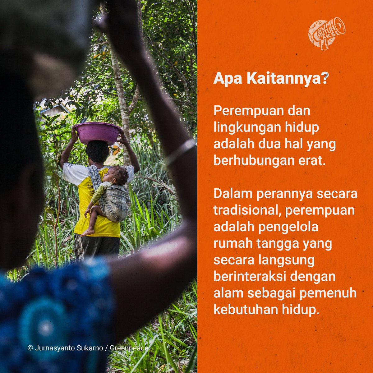 GreenpeaceID's tweet photo. Perempuan kerap kali dianggap sebagai pihak yang lemah dan tak berdaya, sama halnya dengan ibu bumi yang kita pijaki. Keduanya juga berbagi problem yang sama, berkenaan dengan ketimpangan, dari sumber masalah yang sama pula. https://t.co/DaVrkZi0gW