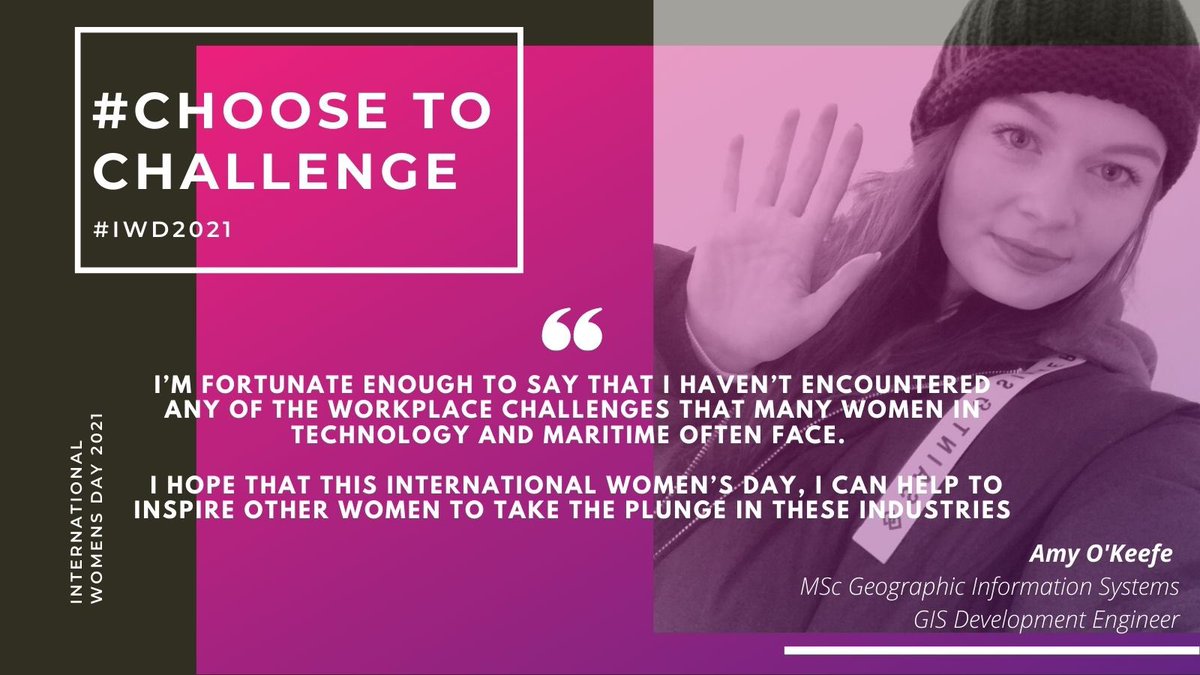 Amy O’Keefe is challenging gender bias in #technology and #maritime and using one to transform the other.   #IWD2021 #internationalwomensday2021 #ChooseToChallenge #womenintech #womeninmaritime