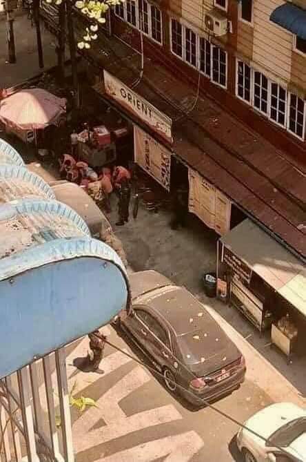 STOP SIEGE 
In Yangon, Min Aung Hlaing’s thugs destroyed a tea shop &amp; arrested the staffs who are all #children. Now they’re also threatening our children’s lives. Help Myanmar!Save Myanmar!

#Mar8Coup
#WhatsHappeningInMyanmar