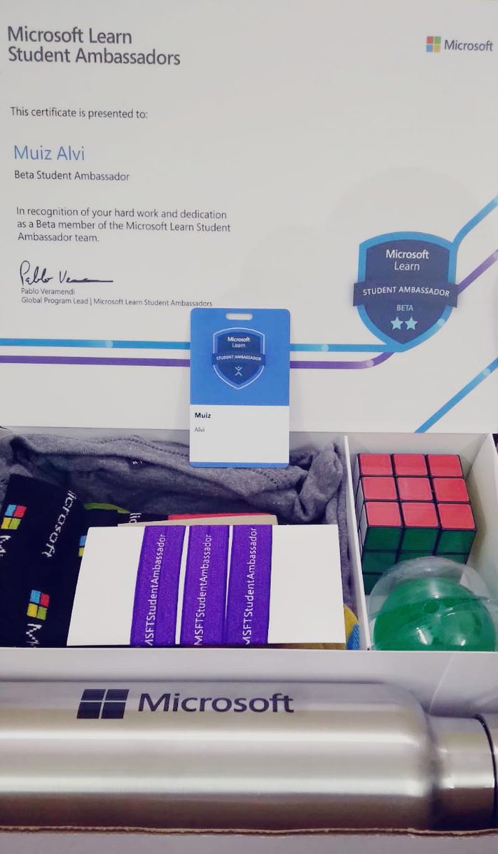 Muiz Alvi (@muizalvi) on Twitter photo Recently acquired my MLSA swags!! These swags are available to Student Ambassadors that advance to Beta rank. I would like to thank <a href="/MicrosoftLearn/">Microsoft Learn</a> for these wonderful goodies. Hope to keep empowering local & international developer communities.
#MSFTStudentAmbassadors #Microsoft Recently acquired my MLSA swags!! These swags are available to Student Ambassadors that advance to Beta rank. I would like to thank <a href="/MicrosoftLearn/">Microsoft Learn</a> for these wonderful goodies. Hope to keep empowering local & international developer communities.
#MSFTStudentAmbassadors #Microsoft