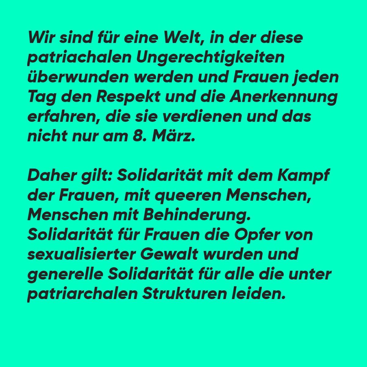 Solidarität mit dem Kampf der Frauen!