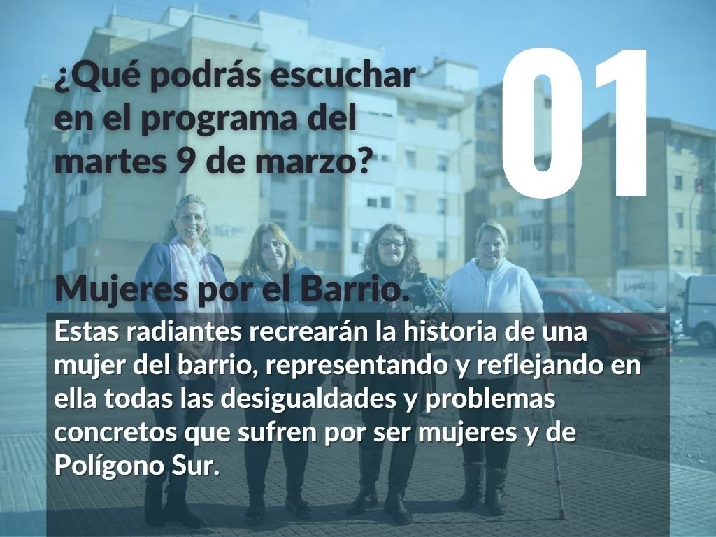 RadioAbiertaSev's tweet photo. 🤔¿Qué podrás escuchar en el programa del 9 de marzo?
📆El martes 9 de marzo a las 18:00, por nuestro canal de YouTube, podrás escuchar las voces de las radiantes de nuestra emisora visibilizando a las mujeres de su barrio.
¿Quieres saber más?👇
#poligonosur #8demarzo #radiantes https://t.co/l9A56KOgxL