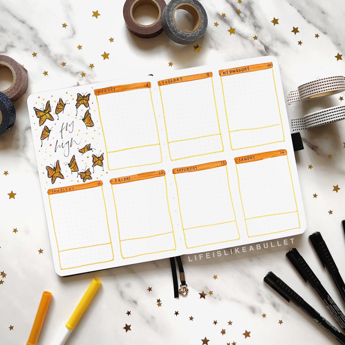 iamcharlness's tweet image. [Please scroll down for English version]
🇭🇰 好久沒有做這種彩色的週計劃了🤔通常都是用黑色針筆畫邊界
這樣看起來整個版面更有活力，而且我也開始上手畫蝴蝶了😂

#weeklyspread #weeklylayout  #bujo #bulletjournal