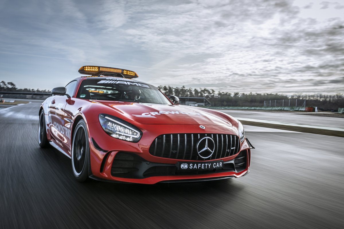 MercedesAMG's tweet image. For the 2021 season on Formula 1, both the Mercedes-AMG Official FIA F1 Safety Car™ and the Official FIA F1 Medical Car™ were painted in a bold red, and with that not only reflect Mercedes-AMG, but also the new Official Safety Car sponsor of @MercedesAMGF1, @CrowdStrike