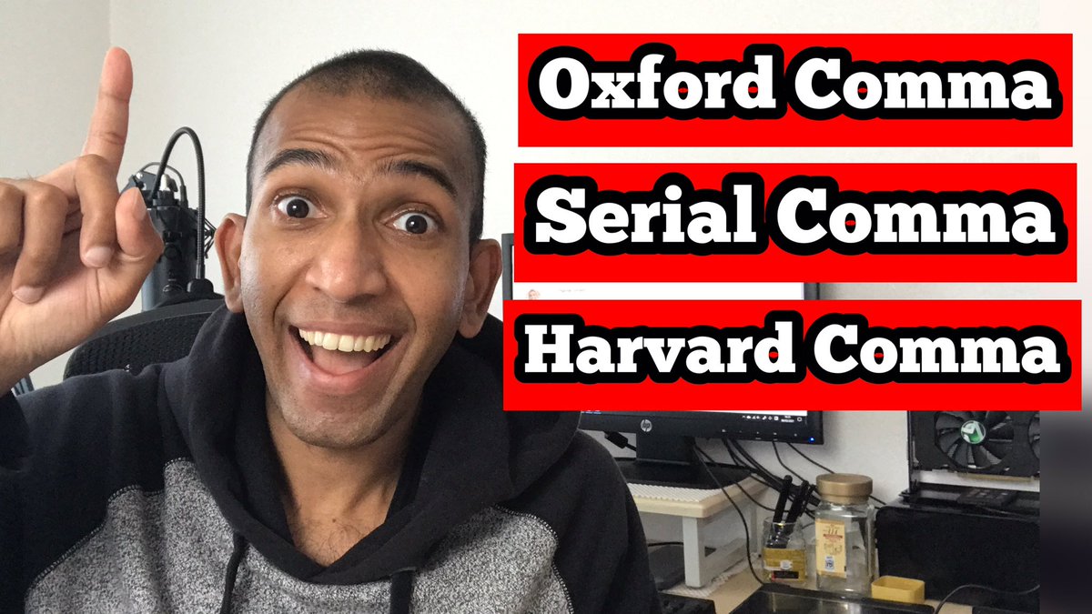 ULTIMATE Guide To The Oxford Comma / Serial Comma/ Harvard Comma | IELTS Writing Grammar
youtu.be/vDm5cYBz__k
#English #EnglishLanguage #esl #ieltswriting #ielts #academicielts #SpeakLikeDavid #englishlesson #EnglishGrammar #grammar #grammarpolice
