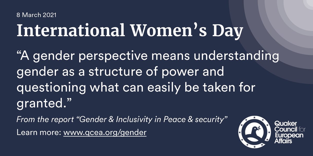 Today is #InternationalWomensDay! On this occasion we want to share our report on #gender and #inclusivity: qcea.org/gender Core questions: Why does gender matter for #peace? What does good leadership on gender look like in practice? What strategies can be useful?