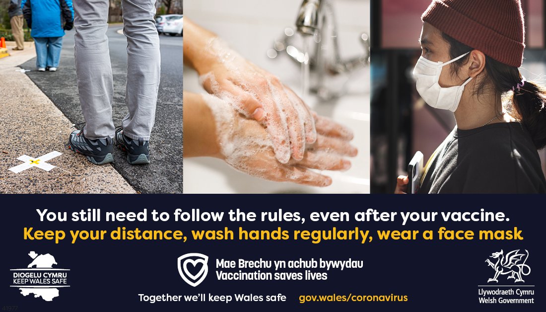 WGHealthandCare's tweet photo. You might have had your vaccine, but others haven't.

Vaccines protect us from serious disease, but there's still a chance we could catch and spread coronavirus to people who aren't protected.

Keep following the rules to protect others from coronavirus. https://t.co/nWuASEedW1