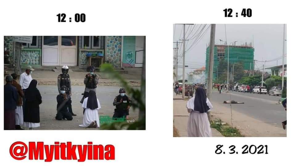 We only have us. Only we can keep fighting and took down those inhuman terrorists. And don't even believe the terrorists for a second. They are not HUMAN.
#WhatsHappeningInMyanmar #Mar8Coup 
This sister is really brave and stood for the citizen. #InternationalWomensDay