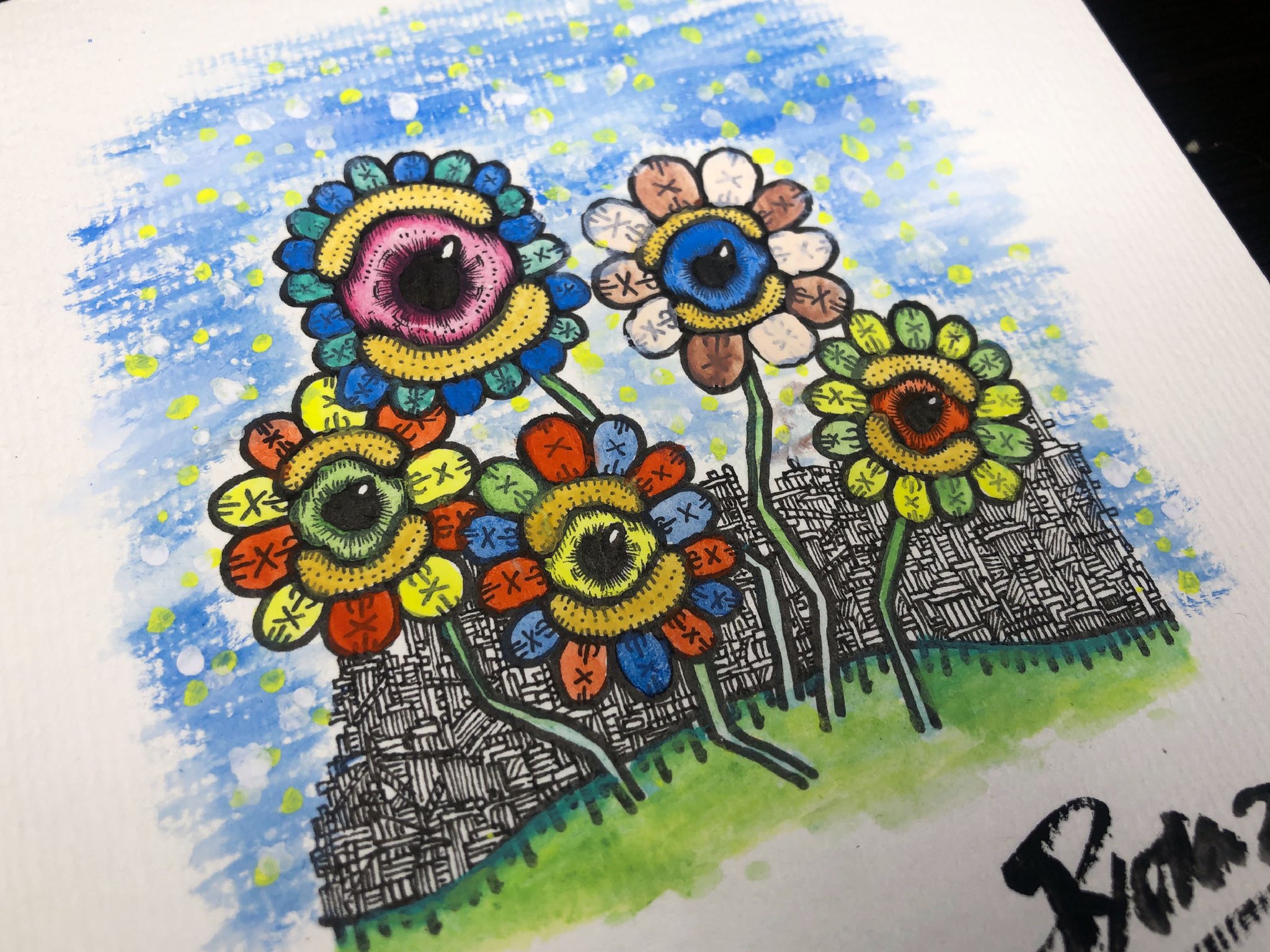 Nobe Ryota Gallery 作品紹介 タイトル 月の月 画材 水彩絵の具 Pigmaのミリペン 時間 2時間 ダイソーの水彩絵の具は 使いやすかもしれない 久しぶり描くとめちゃくちゃ楽しい この作品のメイキングはこちら