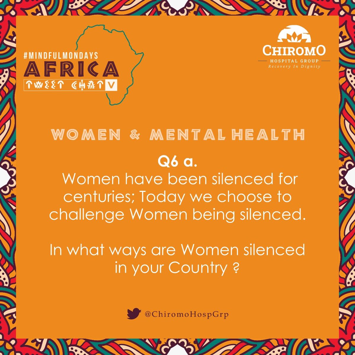 Q6. a) Women have been silenced for centuries 
Today we choose to challenge Women being silenced.

In what ways are women silenced in your country?

#MyMentalHealthFirst 
#MindfulMondays 
#ChooseToChallenge 
#IWD2021 
#InternationalWomensDay