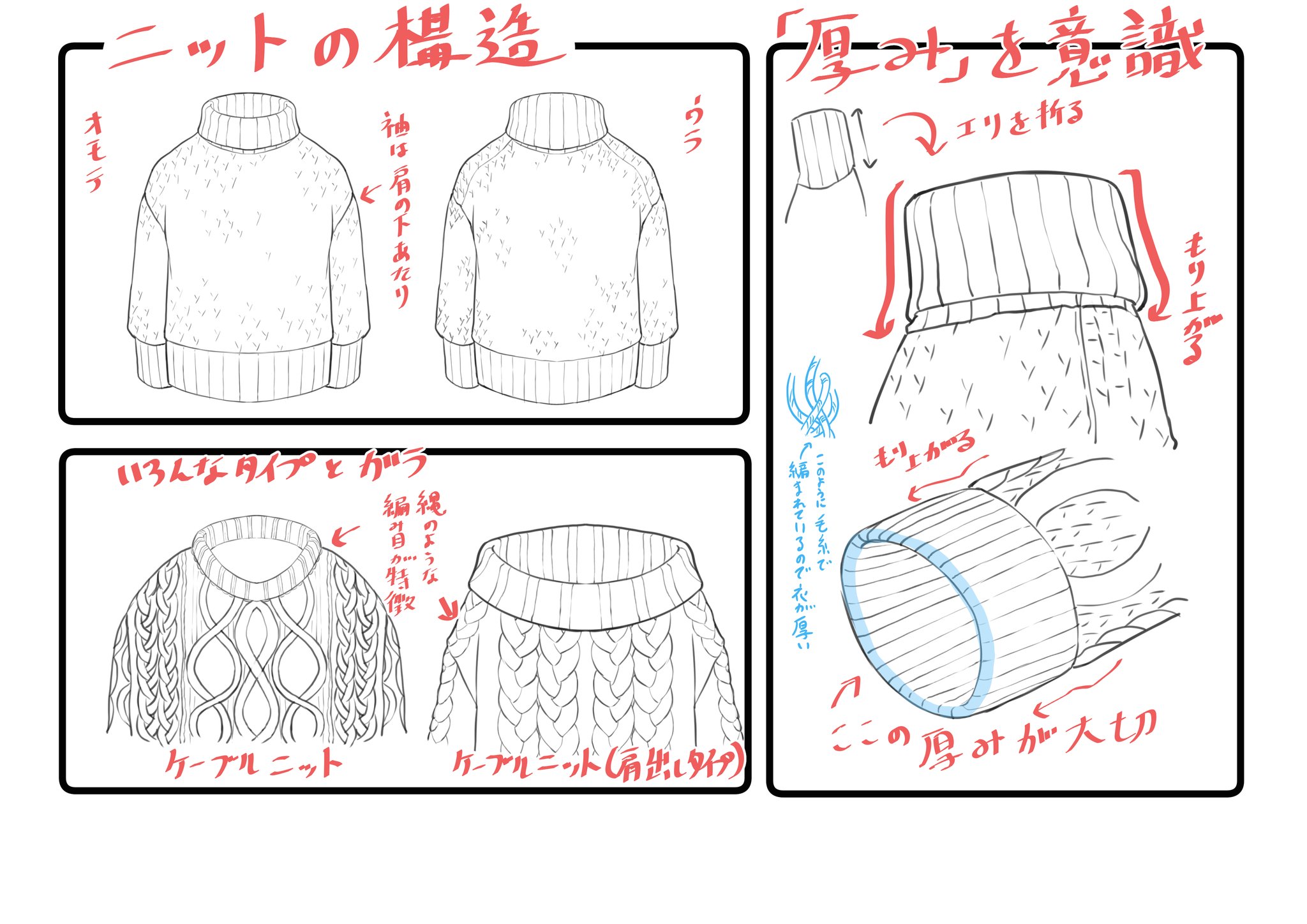 Twitter 上的 アミューズメントメディア総合学院 マンガイラスト学科 Amg 週刊 マンガイラスト描き方講座 今回は寒い時期にぴったりの ニット生地 について 網目を全部描くと大変な上に異様な迫力を醸し出してしまうニット いい感じの描き