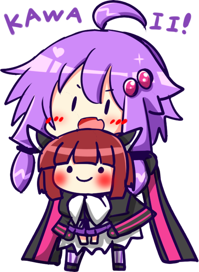 東北きりたん ,結月ゆかり 「かわいいきりちゃんをみつけて捕まえちゃうゆかりさん 」|りんどう@腱鞘炎治りそうのイラスト