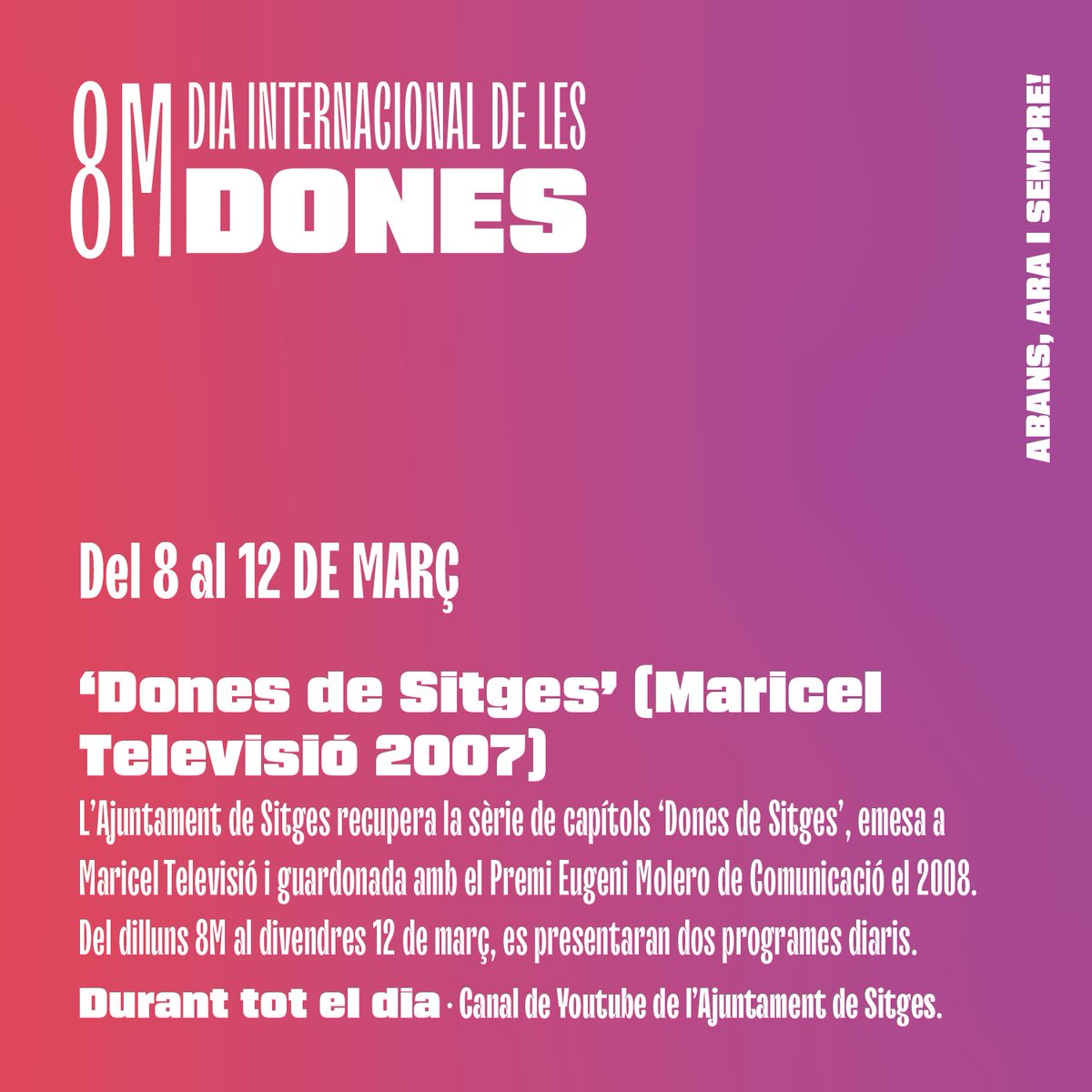 AjSitges's tweet photo. #8M #DiaIntetrnacionaldelesDones #8MSitges https://t.co/1a8HtfDHfH