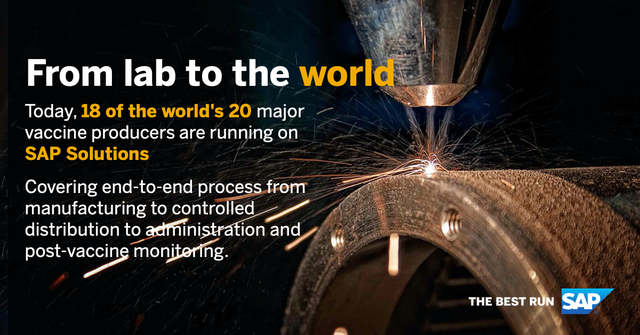 #Supplychain solutions from SAP help ensure #COVID19 vaccines get from producers to people without delay. Find out how it keeps the supply chains fast, transparent and flexible. bit.ly/2Ova4Ej