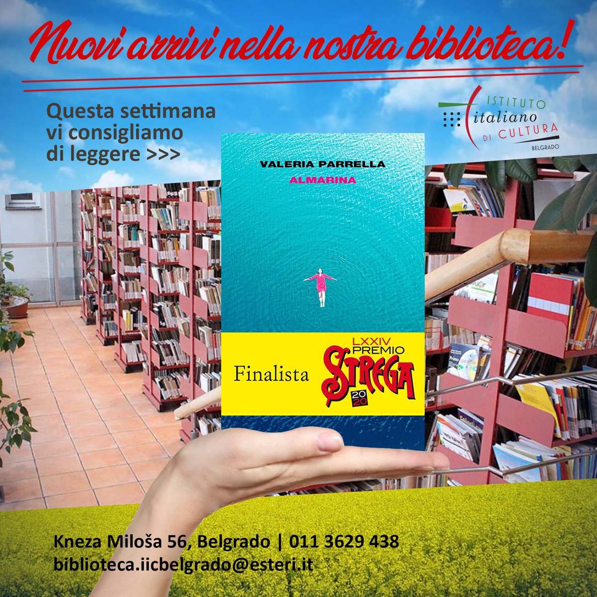 📚 La biblioteca è aperta al pubblico il martedì e il giovedì dalle 10 alle 15.
👉 iicbelgrado.esteri.it/iic_belgrado/i…

#consiglidilettura #iicbelgrado #biblioteca #almarina #valeriaparrella