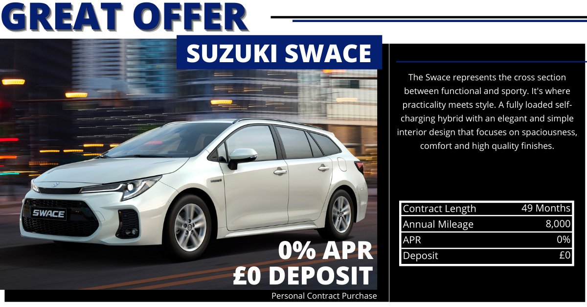 green4motor's tweet photo. 𝗢𝗙𝗙𝗘𝗥 𝗢𝗙 𝗧𝗛𝗘 𝗪𝗘𝗘𝗞⚡
⠀
Don't miss out on this amazing Suzuki Swace offer!  You can now browse, click &amp; collect/ deliver all our Suzuki offers online now↓
🌎 https://t.co/JVjq6zsgWR

#suzuki #cardealership https://t.co/l7GDtMhLNw